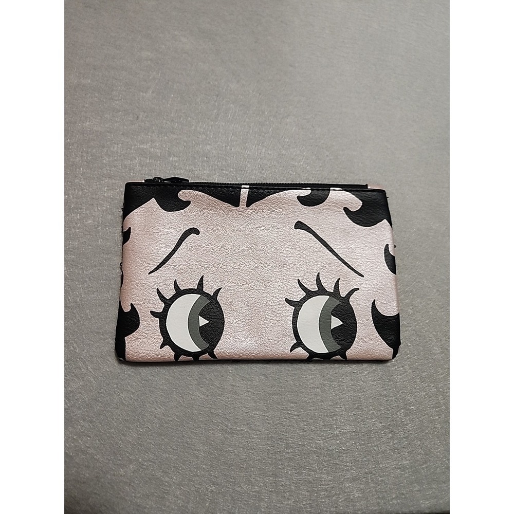 Bettyโ Boop X 1psy Womens Pink Black Sequin Lightweight Zipper Makeup Bag 7.5x5